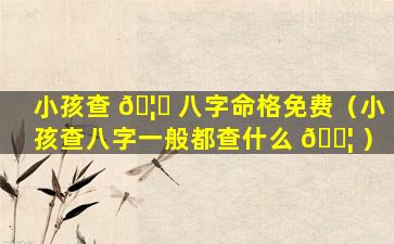 小孩查 🦋 八字命格免费（小孩查八字一般都查什么 🐦 ）